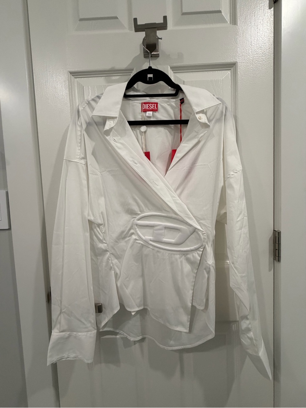 Diesel White Wrap-Style Button Blouse